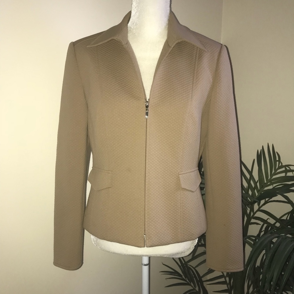 Talbots Textured Zip Front Long Sleeve Jacket 10